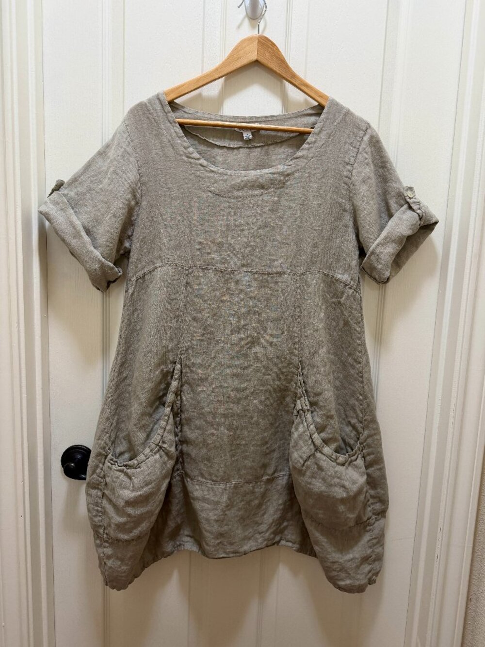 Vasna Italy Women's 100% Linen Tunic Dress Size S Boho Chic Lightweight Feminine